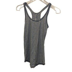 lululemon athletica blue white French Breton stripes raceback tank top XS